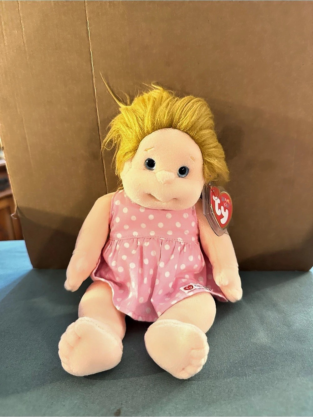 Ty Precious Plush Doll in Pink Polka Dot Dress